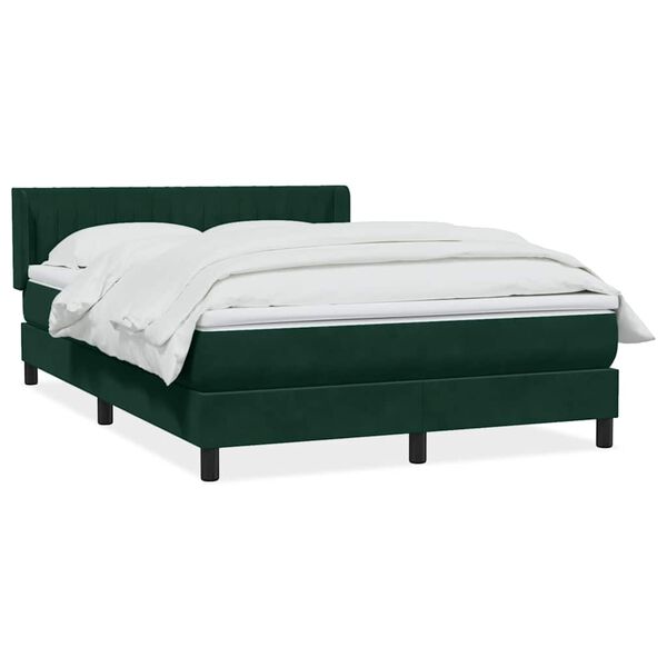 vidaXL Cama box spring com colch&atilde;o 160x210 cm veludo verde escuro