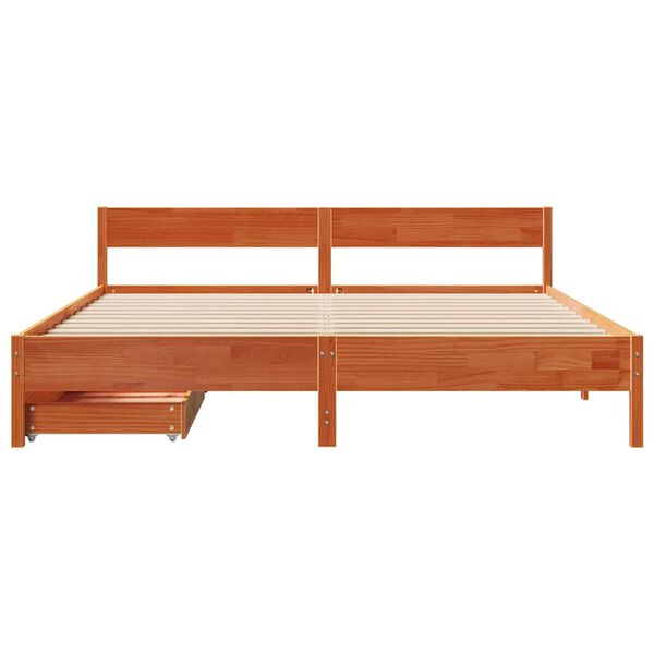 vidaXL Cama sem colch&atilde;o 200x200 cm pinho maci&ccedil;o castanho-mel