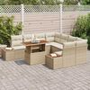 vidaXL Conjunto de Sof&aacute; de Jardim 9 pcs Bege Rattan Sint&eacute;tico