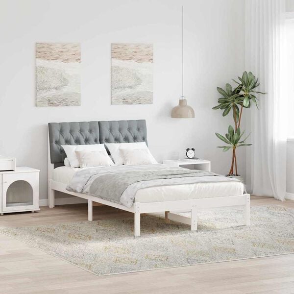 vidaXL Estrutura de Cama com Cabeceira Estofada Branco 120 x 200 cm