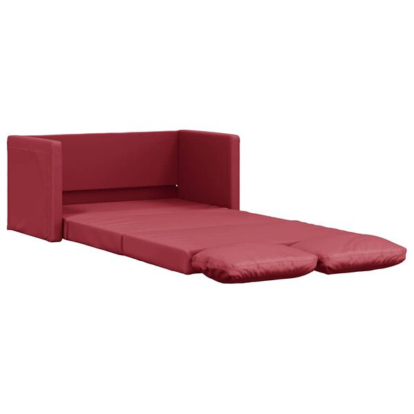 vidaXL Sof&aacute;-cama sem p&eacute;s 112x174x55 cm couro artificial vermelho tinto