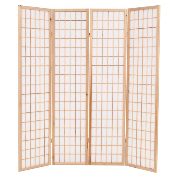 vidaXL Biombo dobrável com 4 painéis estilo japonês 160x170 cm natural