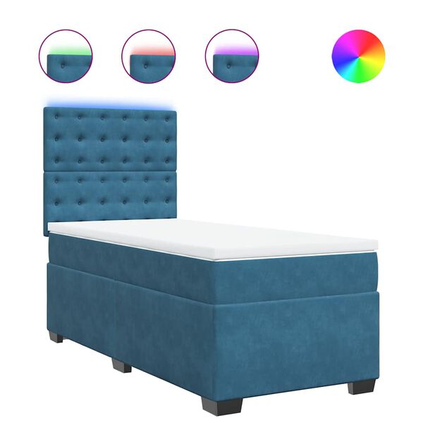 vidaXL Cama boxspring com colch&atilde;o 90x190 cm veludo azul