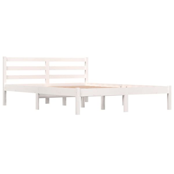 vidaXL Estrutura de cama pequena casal 120x190 cm pinho maci&ccedil;o branco