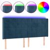 vidaXL Cabeceira cama c/ luzes LED veludo 183x16x118/128cm azul-escuro