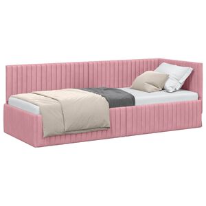 vidaXL Estrutura de Cama de Canto Rosa 80 cm x 200 cm Veludo