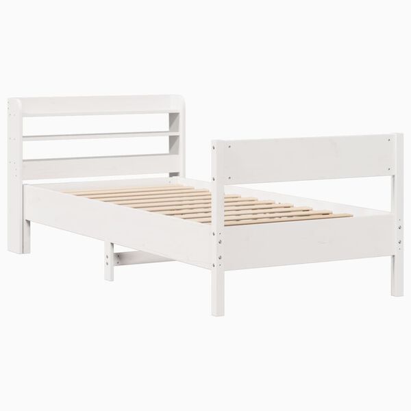vidaXL Cama sem colch&atilde;o 100x200 cm madeira de pinho maci&ccedil;a branco