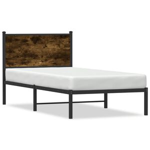 vidaXL Estrutura de cama sem colch&atilde;o 90x200 cm metal carvalho fumado