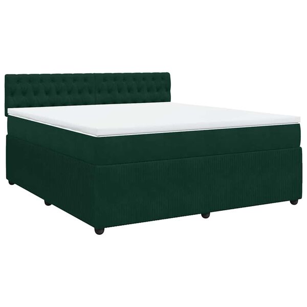 vidaXL Cama com molas/colch&atilde;o 180x200 cm veludo verde-escuro