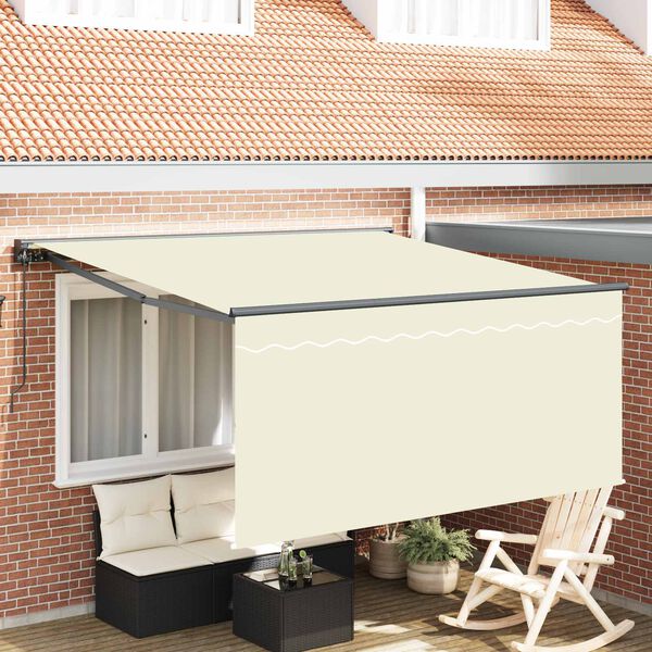 vidaXL Toldo Retr&aacute;til Manual Creme 350 x 250 cm Poli&eacute;ster e Alum&iacute;nio