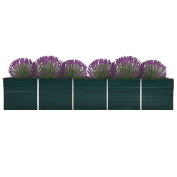 vidaXL Canteiro elevado de jardim 400x80x77cm a&ccedil;o galvanizado verde