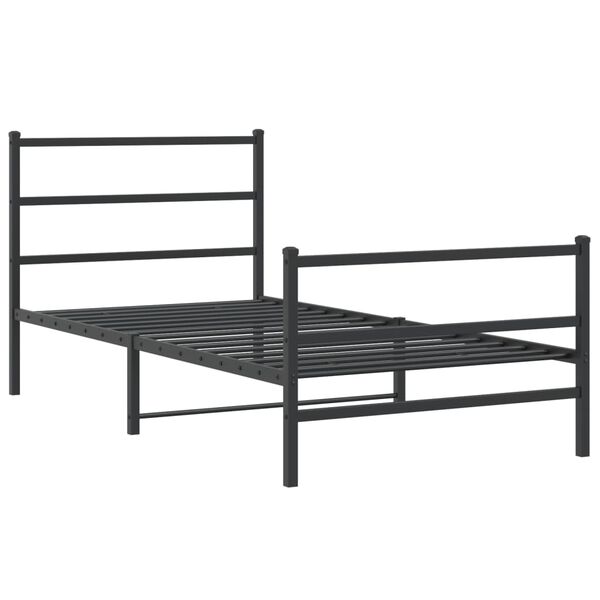 vidaXL Estrutura de cama com cabeceira e p&eacute;s 100x190 cm metal preto