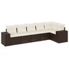 vidaXL 6 pcs conjunto de sof&aacute;s jardim c/ almofad&otilde;es vime PE castanho