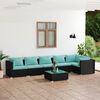 vidaXL 7 pcs conjunto lounge de jardim c/ almofad&otilde;es vime PE preto