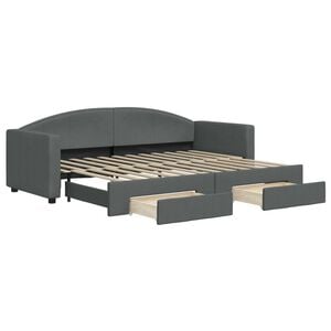vidaXL Sof&aacute;-cama c/ gavet&atilde;o e gavetas 80x200 cm tecido cinzento-escuro