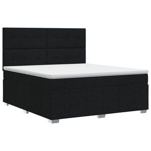 vidaXL Cama box spring com colch&atilde;o Preto 140 x 190 cm Tecido