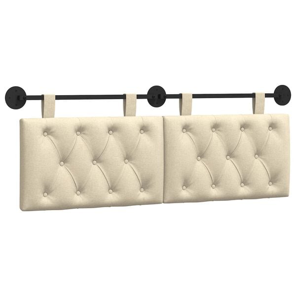 vidaXL Cabeceira Suspensa Creme 150 x 55 x 7 cm tecido