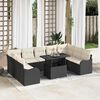 vidaXL Conjunto de Sof&aacute; de Jardim 10 pcs Preto Rattan Sint&eacute;tico