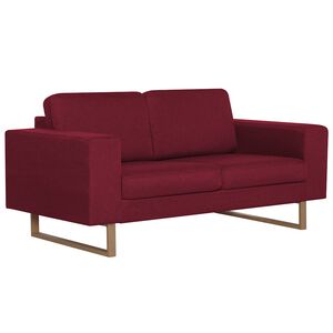 vidaXL Sof&aacute; de 2 lugares em tecido vermelho tinto