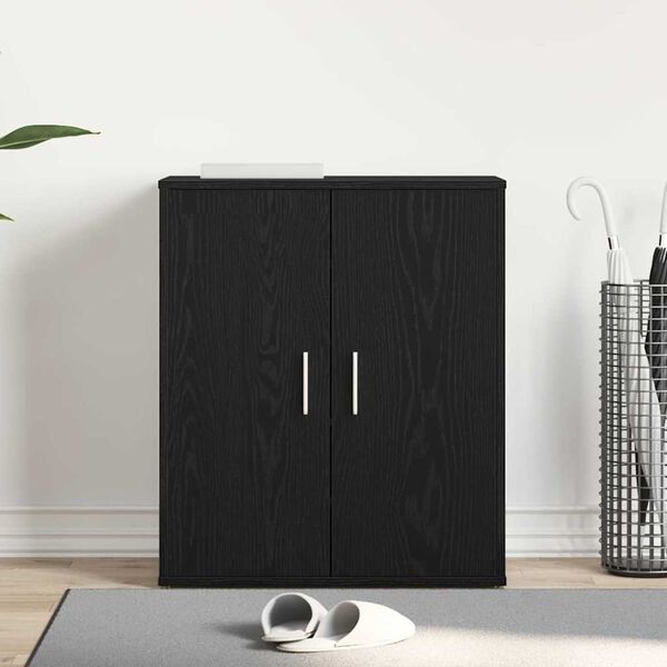 vidaXL Arm&aacute;rio de Sapatos com porta Carvalho Preto 60 x 35 x 70 cm