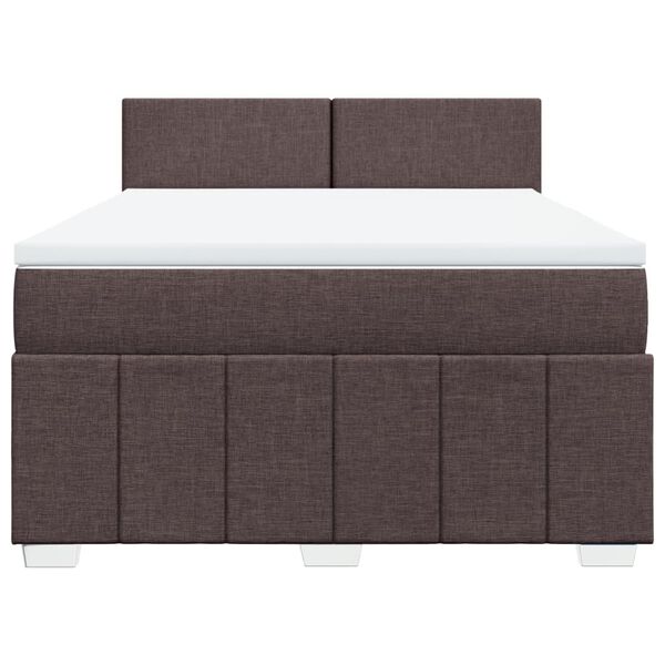 vidaXL Cama com molas/colch&atilde;o 140x200 cm tecido castanho-escuro