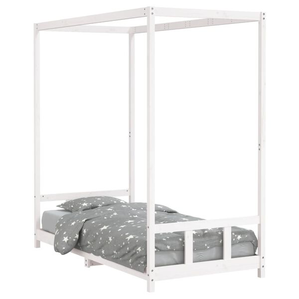 vidaXL Estrutura de cama infantil 90x190 cm pinho maciço branco