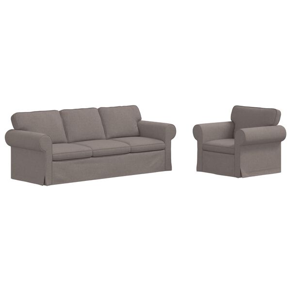 vidaXL Sof&aacute; 2 pcs Cinzento-acastanhado 215 x 82 x 80 cm tecido