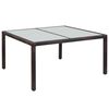 vidaXL Mesa de jardim 150x90x75 cm vime PE castanho e vidro