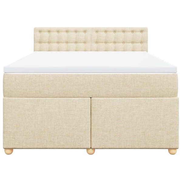 vidaXL Cama com molas/colch&atilde;o 140x190 cm tecido cor creme