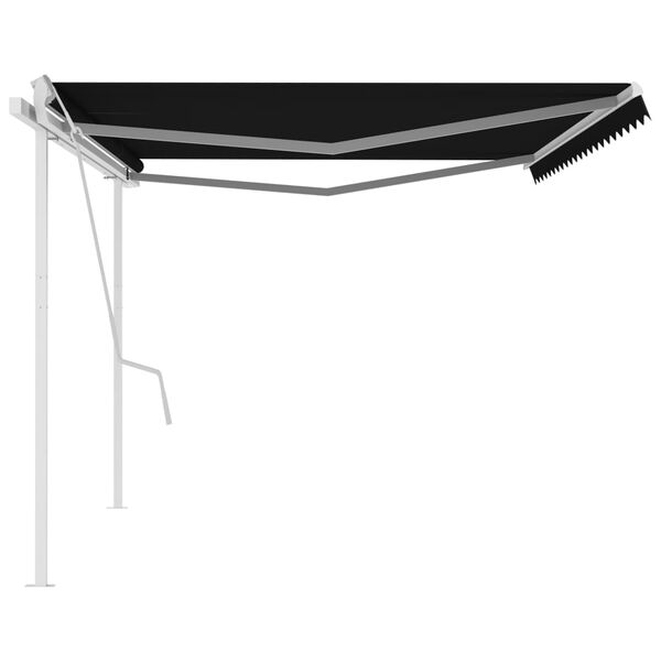 vidaXL Toldo retr&aacute;til manual com postes 5x3,5 m antracite