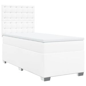 vidaXL Cama com molas/colch&atilde;o 80x200 cm couro artificial branco