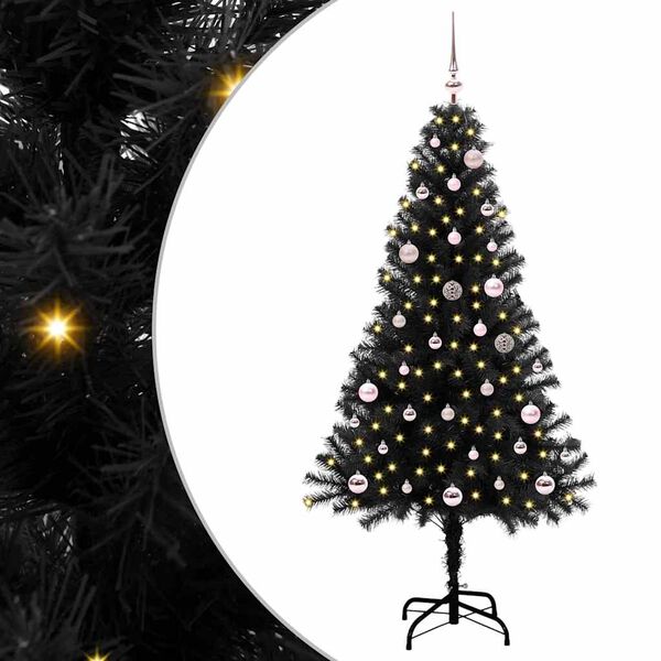 vidaXL &Aacute;rvore de Natal com 150 LEDs com suporte Preto 150 cm PVC