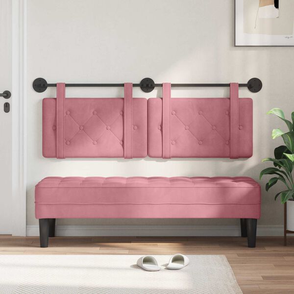 vidaXL Cabeceira Suspensa Rosa 150 x 55 x 5 cm Veludo