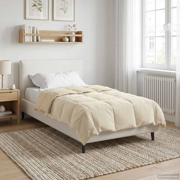 vidaXL Duvet de Ano Inteiro Colchonete Creme 140 x 200 cm Microfibra