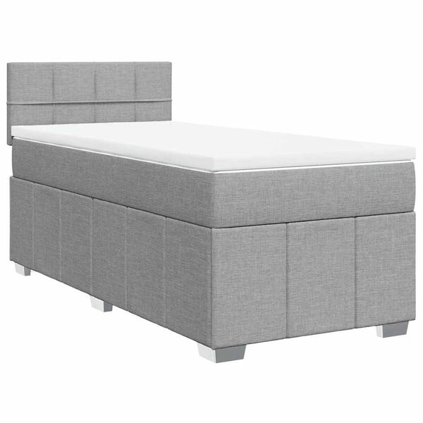 vidaXL Cama com molas/colch&atilde;o 80x200 cm tecido cinza-claro