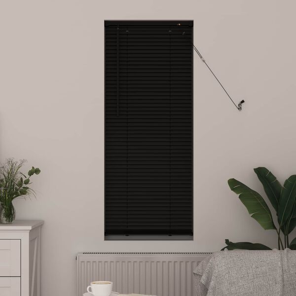vidaXL Cortina Veneziana Manual Ajust&aacute;vel Preto 150 x 50 cm PVC
