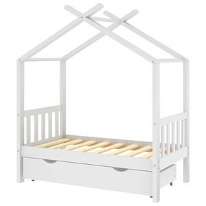 vidaXL Estrutura cama crian&ccedil;a c/ gaveta 70x140 cm pinho maci&ccedil;o branco