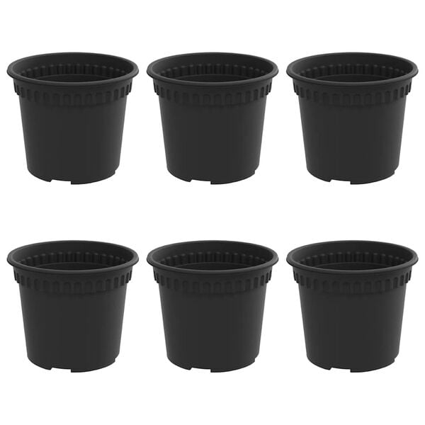 vidaXL Vaso Redondo para Flores 6 pcs Preto &Oslash; 12,5 x 10 cm Pl&aacute;stico