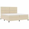 vidaXL Cama Box com colch&atilde;o com led Creme 200 x 200 cm tecido