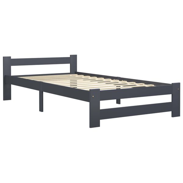 vidaXL Estrutura de cama 100x200 cm pinho maci&ccedil;o cinzento-escuro