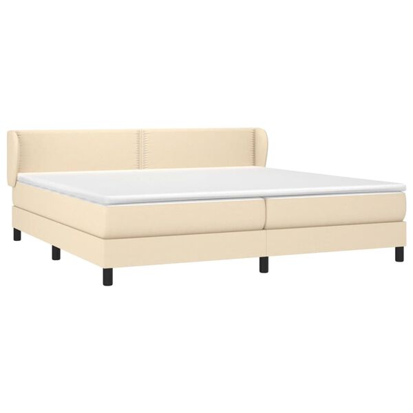 vidaXL Cama com molas/colch&atilde;o 200x200 cm tecido cor creme