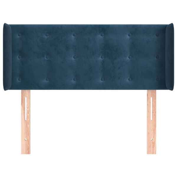 vidaXL Cabeceira de cama c/ abas veludo 83x16x78/88 cm azul-escuro