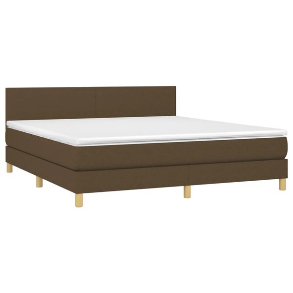 vidaXL Cama box spring c/ colch&atilde;o/LED 180x200cm tecido castanho-escuro