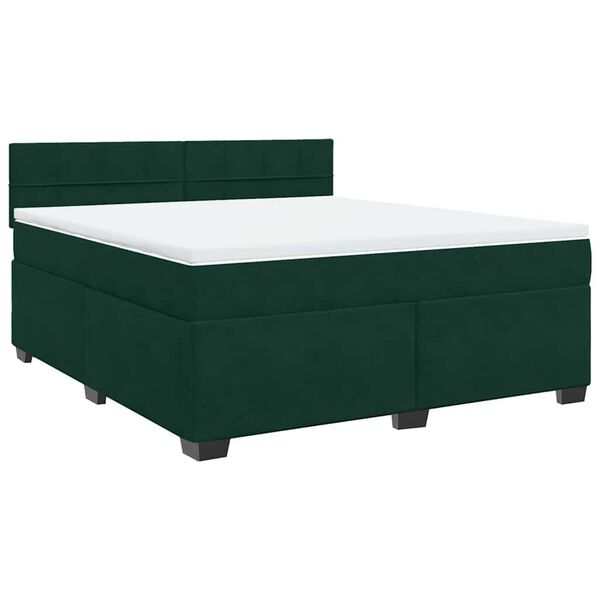 vidaXL Cama com molas/colch&atilde;o 180x200 cm veludo verde-escuro