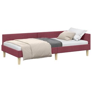 vidaXL Estrutura de Cama de Canto Vinho Vermelho 90 x 190 cm tecido