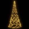 vidaXL Árvore de Natal mastro de bandeira 200 LEDs 180cm branco quente
