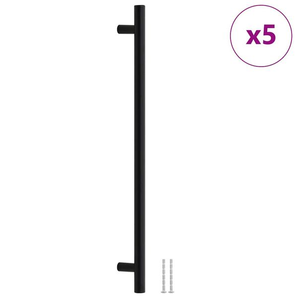 vidaXL Puxadores para móveis 5 pcs 320 mm aço inoxidável preto