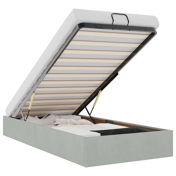 vidaXL Ottoman Bed Frame Sem Colchão Cinzento Claro 90x200 cm Veludo