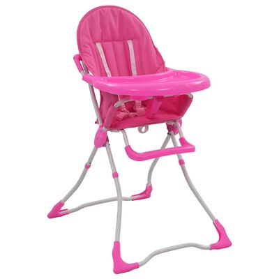 vidaXL Cadeira de refeição para bebé rosa e branco