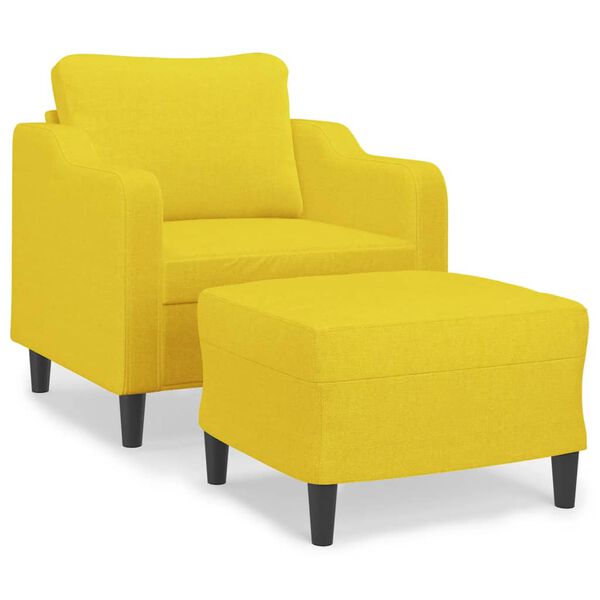 vidaXL Poltrona com apoio de p&eacute;s 60 cm tecido amarelo-claro
